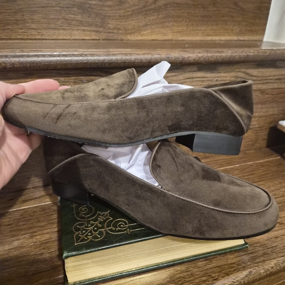 J. Mclaughlin Velvet Brown Loafer Flats Shoes Sz 10 - Picture 10 of 11